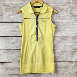 Vintage Coogi Womans Polo Dress Size XL Yellow Retro Sleeveless Mini *Flaw